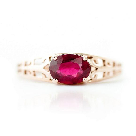 14K. SOLID GOLD FILIGREE RING WITH NATURAL RUBY - Picture 4 of 6